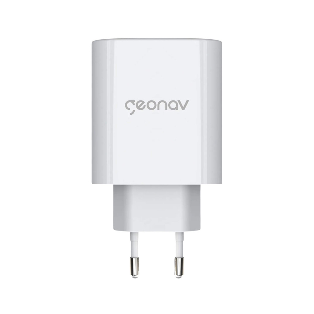 Carregador Super Power Gan Duo USB-C 65W Branco Geonav - CH65PDQC