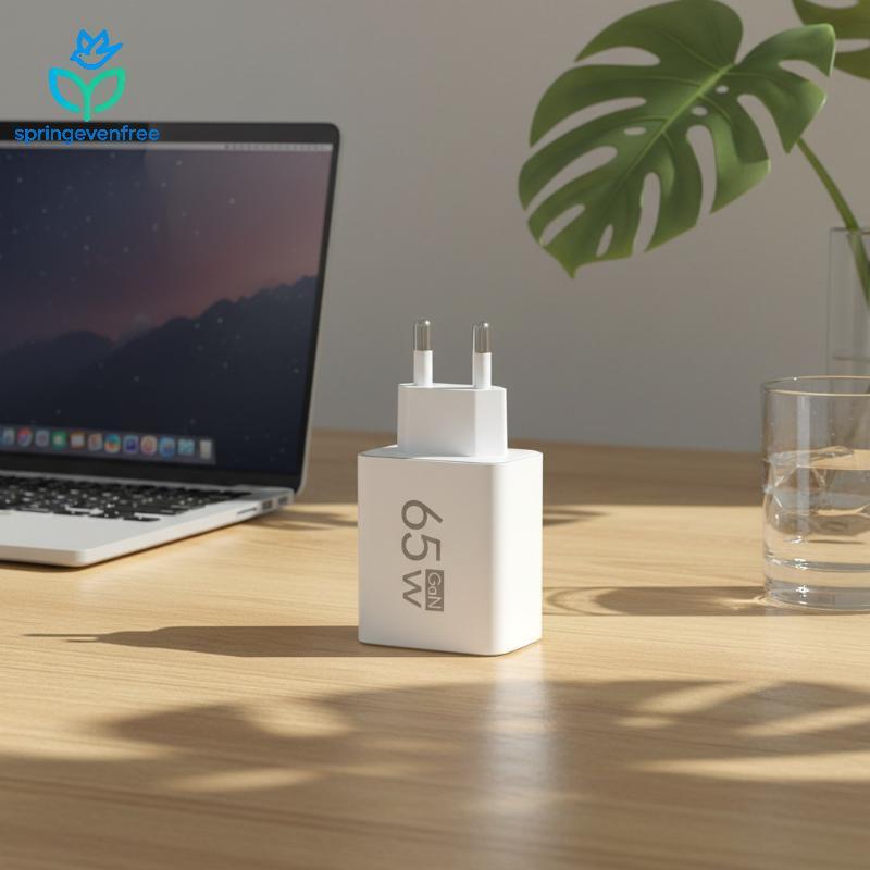 Spe 65W GaN Carregador Rápido Plugue Da Ue 3 Portas Duplo USB C + Um De Paredepact Carregamento Para Telefone Tablet Por
