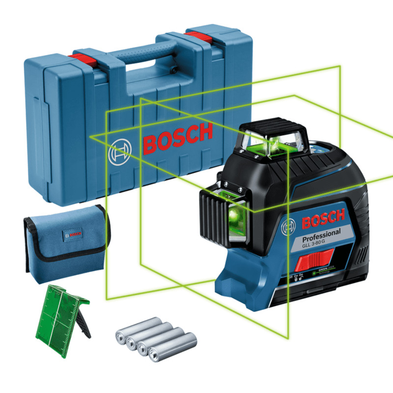 Nível à Laser 3 Linhas Verdes Alcance 30M 360 GLL 3-80G Bosch
