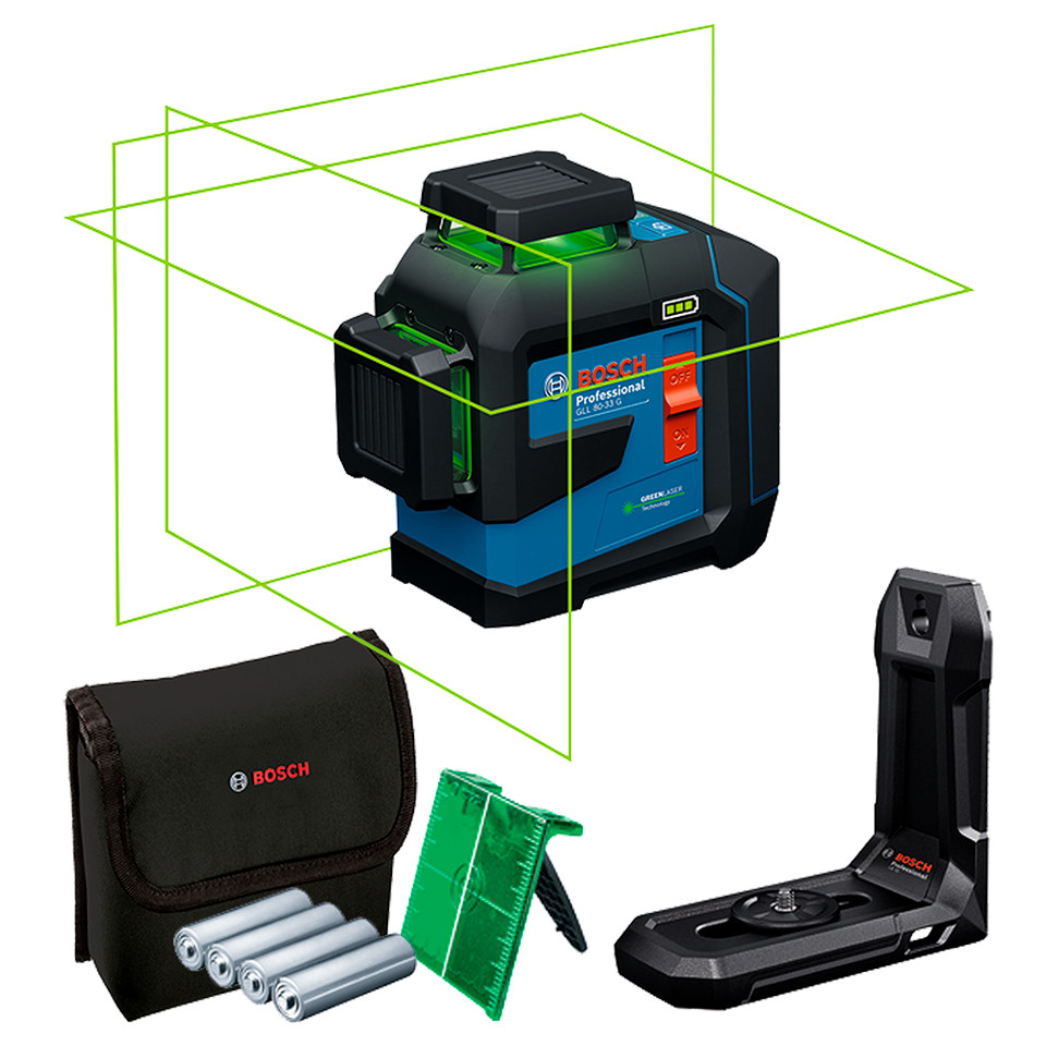 Nível à Laser 3 Linhas Verdes 30M 360º GLL 80-33 G Bosch