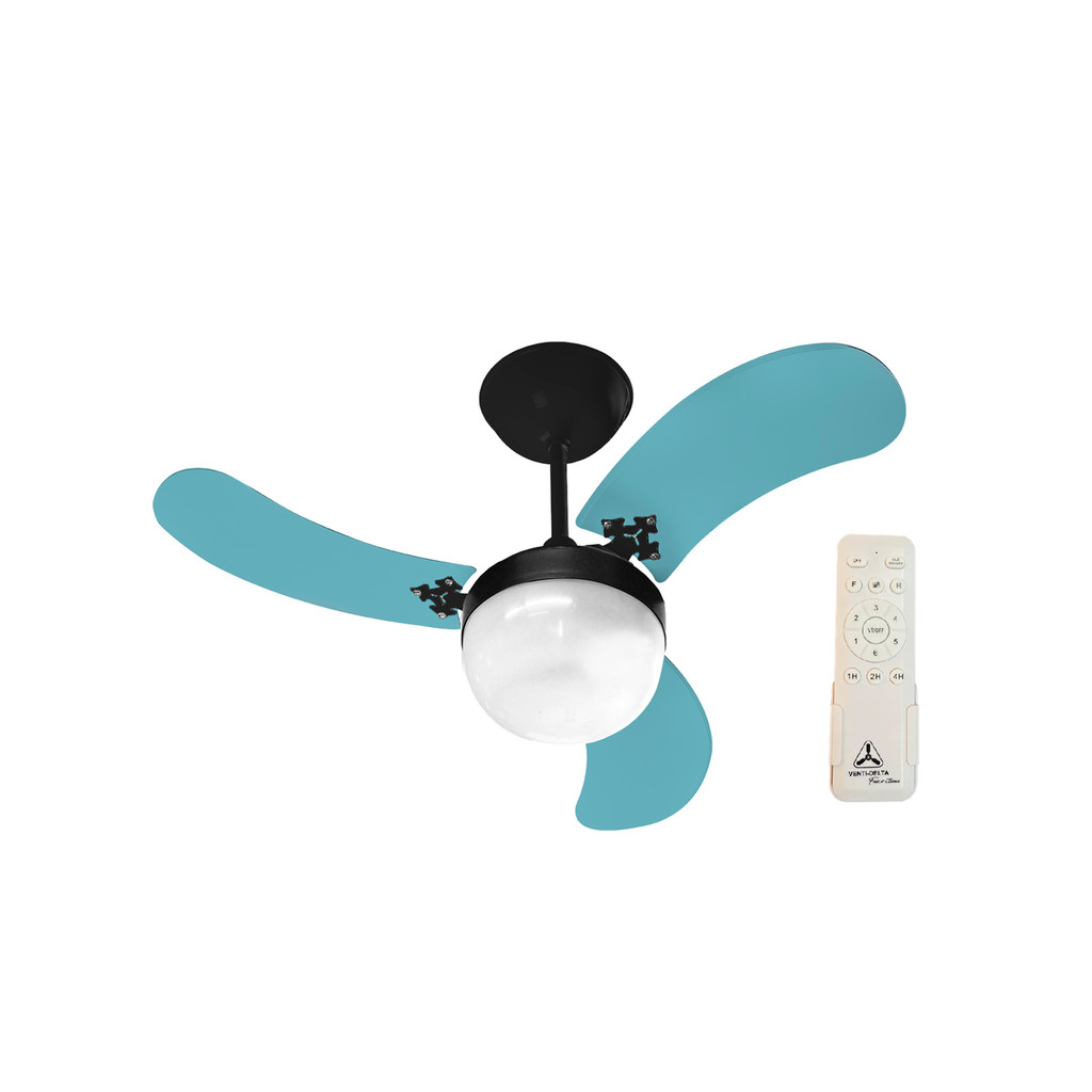 Ventilador de Teto Venti-Delta Inverter Preto Ultra Colors Azul Bivolt + Controle