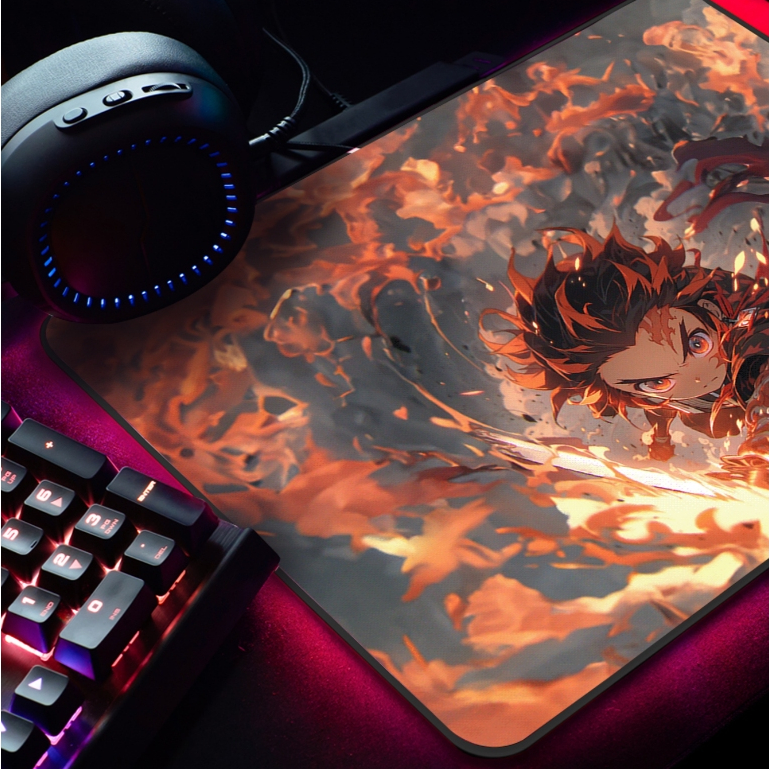 Mouse Pad Gamer Quadrado 24x18cm p/ Destktop Borda Costurada Estampas Anime Cute