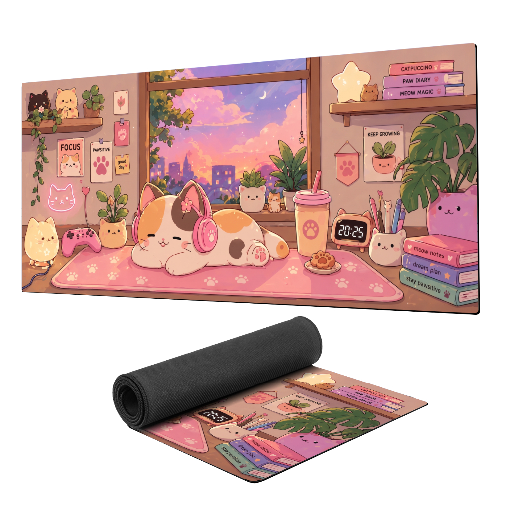 Mouse Pad Gamer Gatinhos cute Extra Grande 90x40 Personalizado borda costurada borracha mousepad
