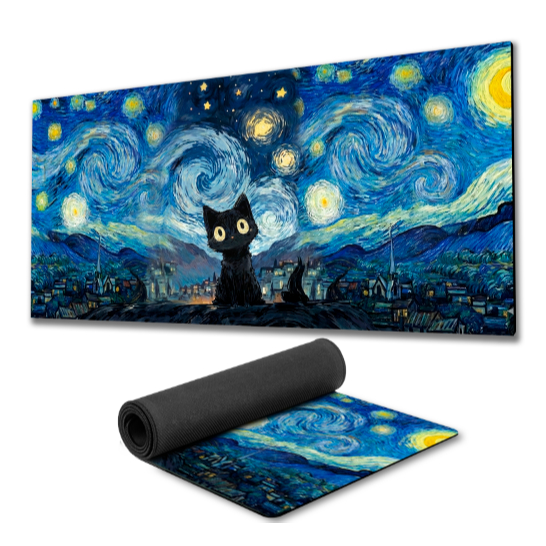 Mouse Pad Gamer Gatinho cute PREMIUM fundo de borracha 90x40 70x30 60x40 gato mousepad extra grande