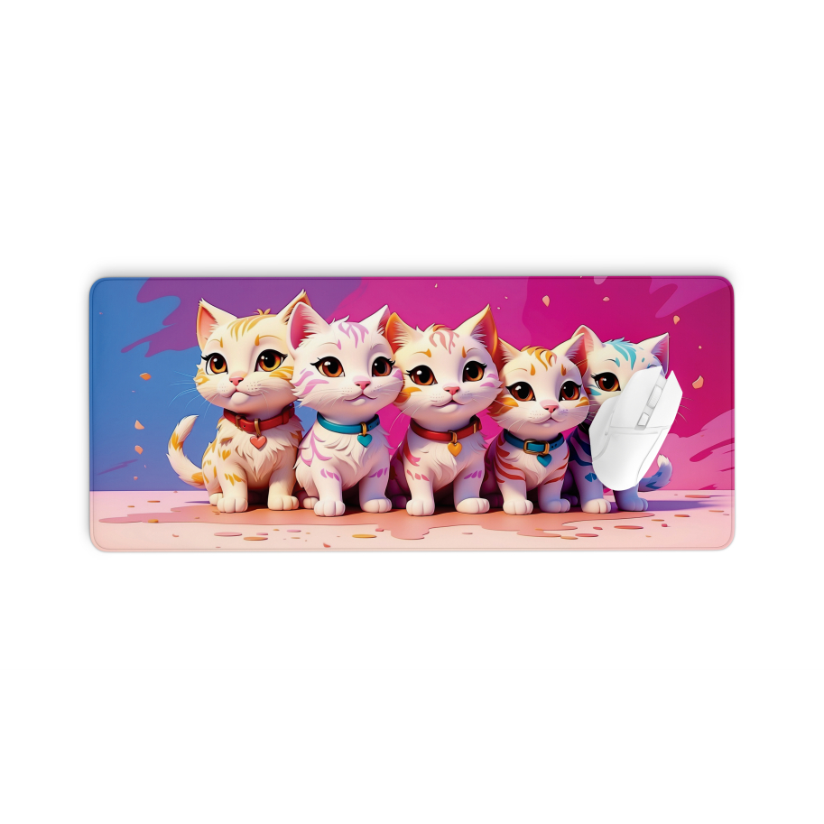 Mouse Pad Gamer Gatinhos cute Anime Extra Grande 90x40 70x30 60x40 rosa fofo fofinho Personalizado