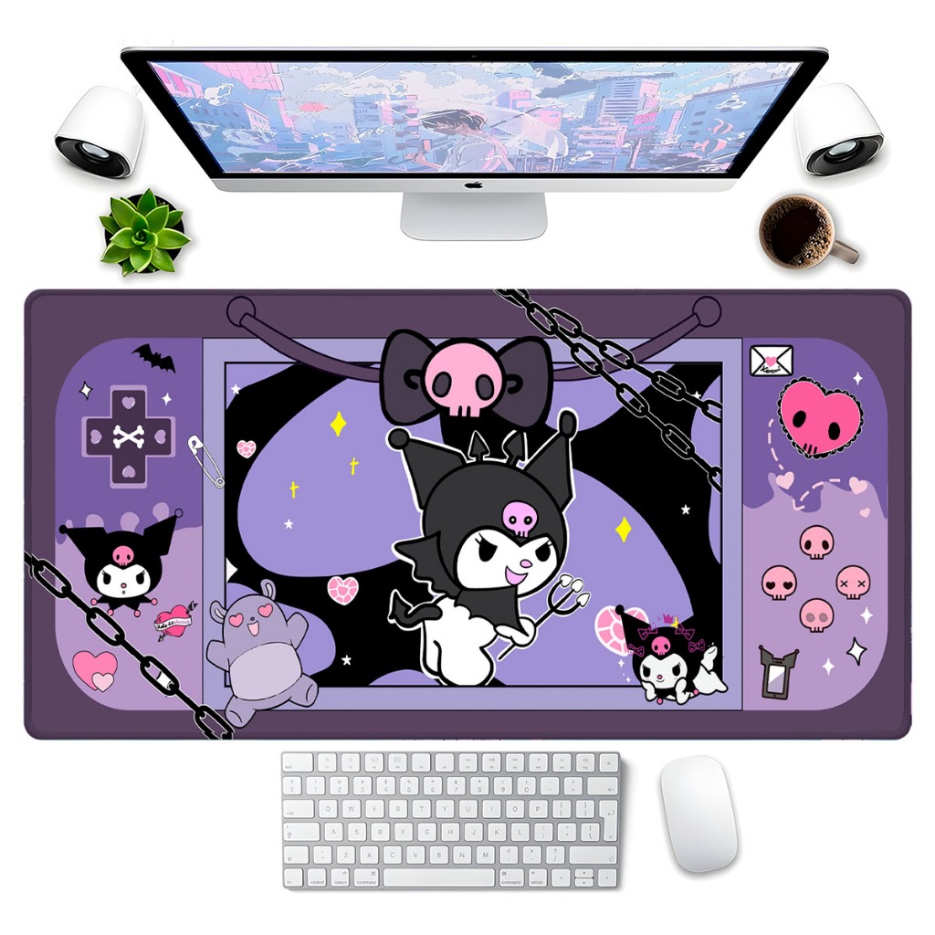 Mouse Pad Gamer Kuromii 70x35cm Borda Costurada Tapete Estampado Cute Vários Modelos