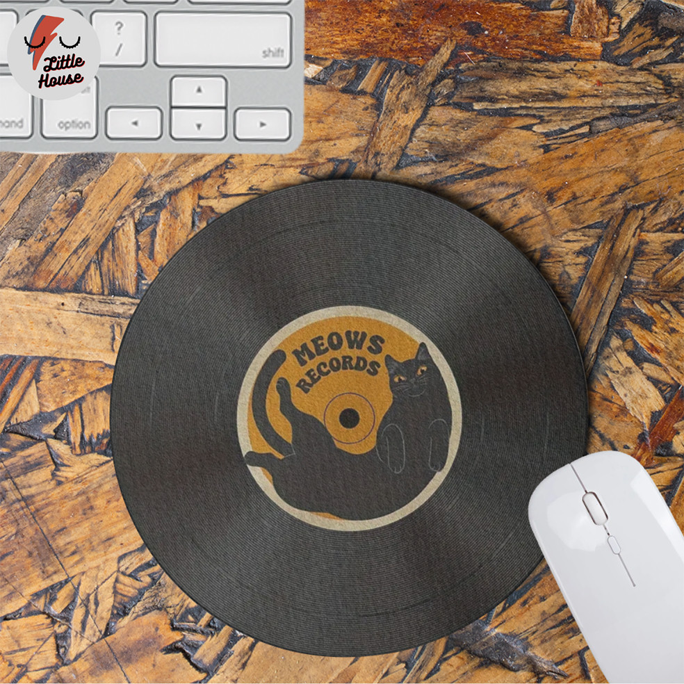 Mouse pad Disco Vintage Gato Gatinho Fofo Retrô Fofo Aesthetic Cute decoração home office
