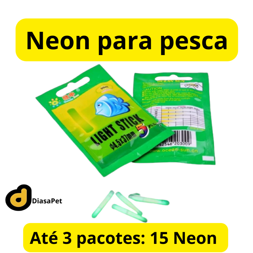 luz Neon fluorescente para pesca até 3 pacotes