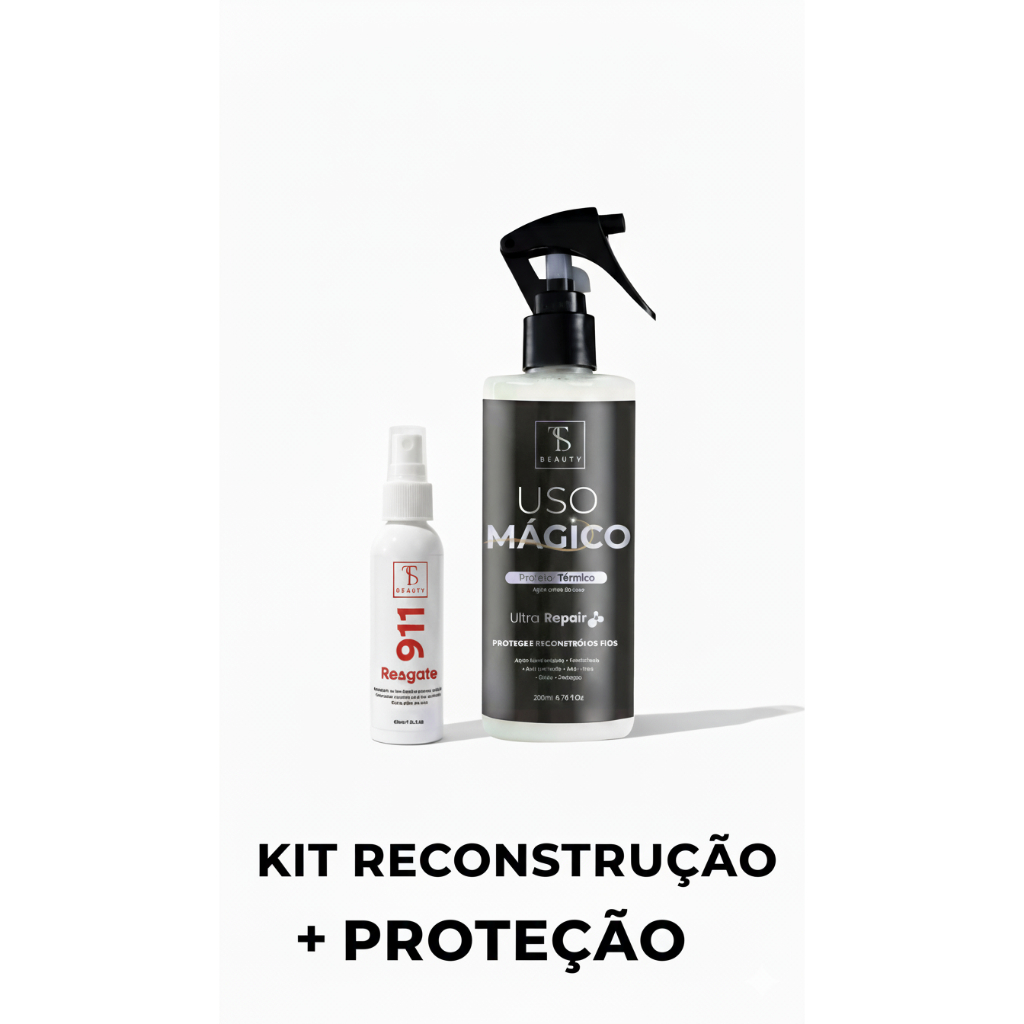 KIT Reconstrutor 911 + Protetor Térmico Uso Mágico 200ml