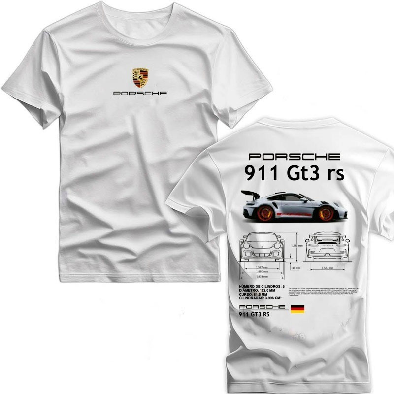 Camiseta Masculina Camisa Gola Redonda Camisa Porsce 911 Frente & Costas 100% Algodão Unissex Premium Verao Blusa Carro