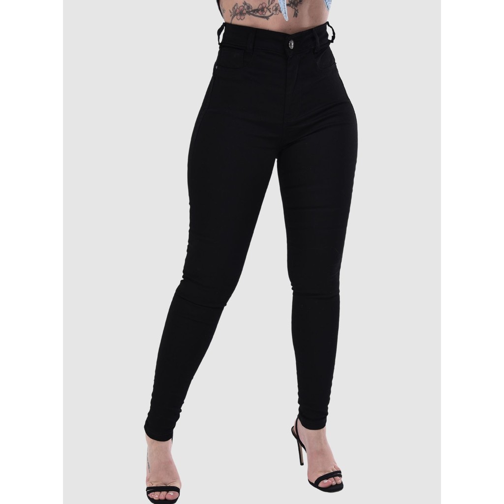 Calça Skinny Feminina Preta Super Lipo Cintura Alta Super Ajustável Dia a Dia