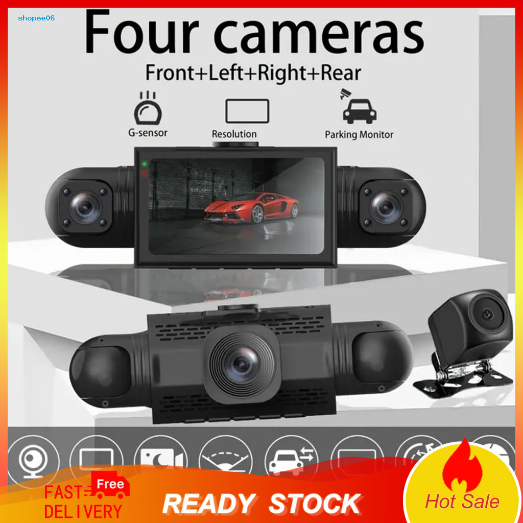 Driving Recorder Gps Module 4-channel 360° Dash Cam with Night Vision Parking Monitor – Easy Install Car Camera for F