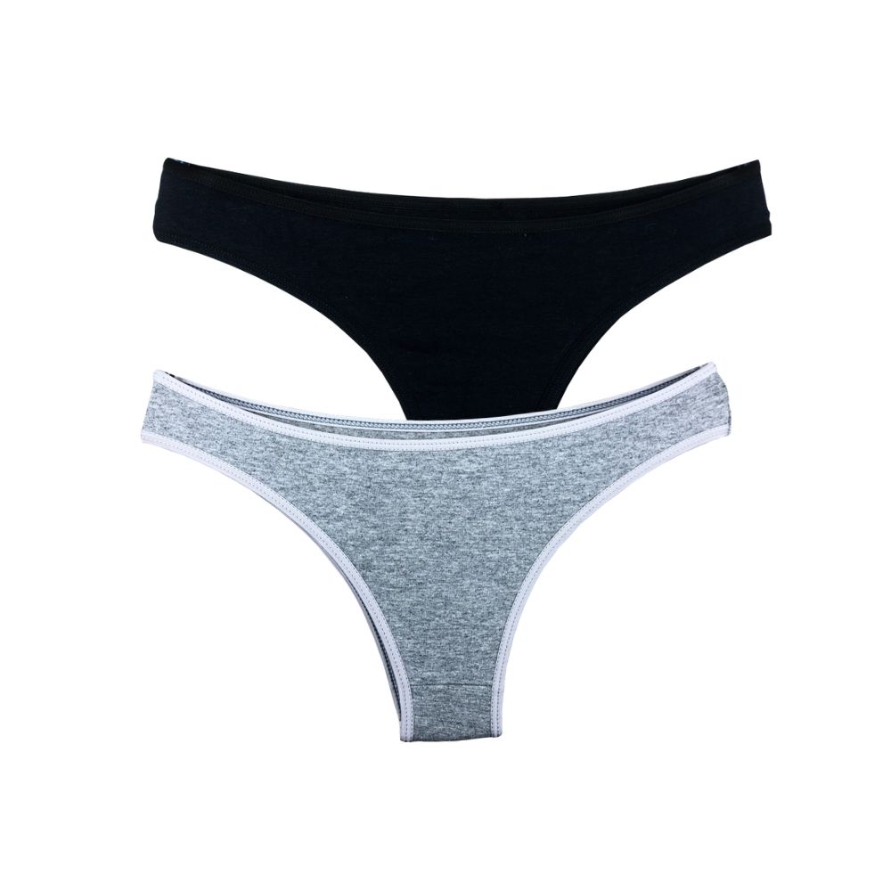 Kit com 2 Calcinhas Tanga Try Basics Confortável Cotton Algodão Top Qualidade Costura Reforçada Premium