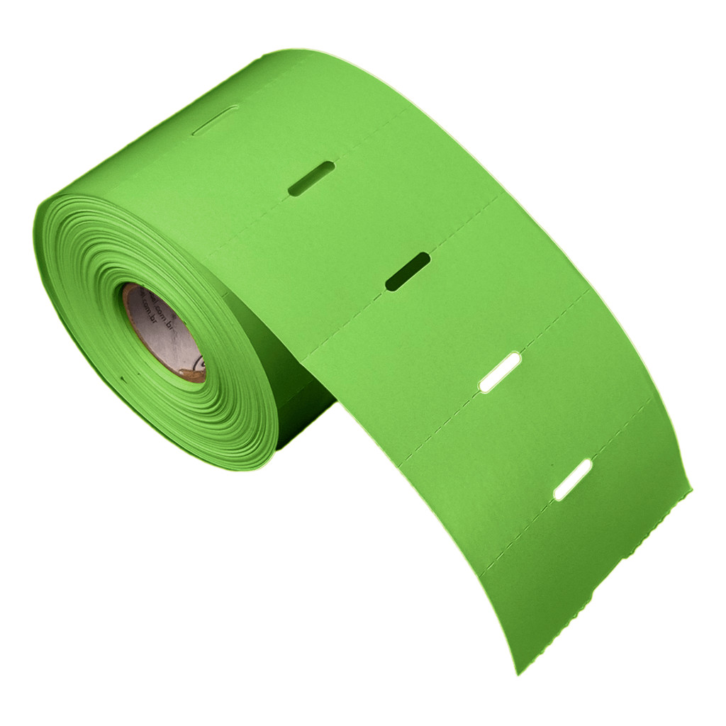 Kit 24 Tag Gôndola 105x30x30m Verde Fluorescente Com Fenda Central Para Impressora