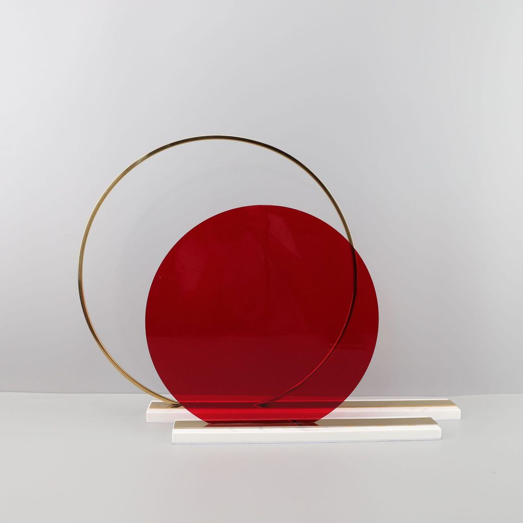 Modern minimalist marble metal circle ornament for entryway, living room, office, model room, desktop decoration, handma