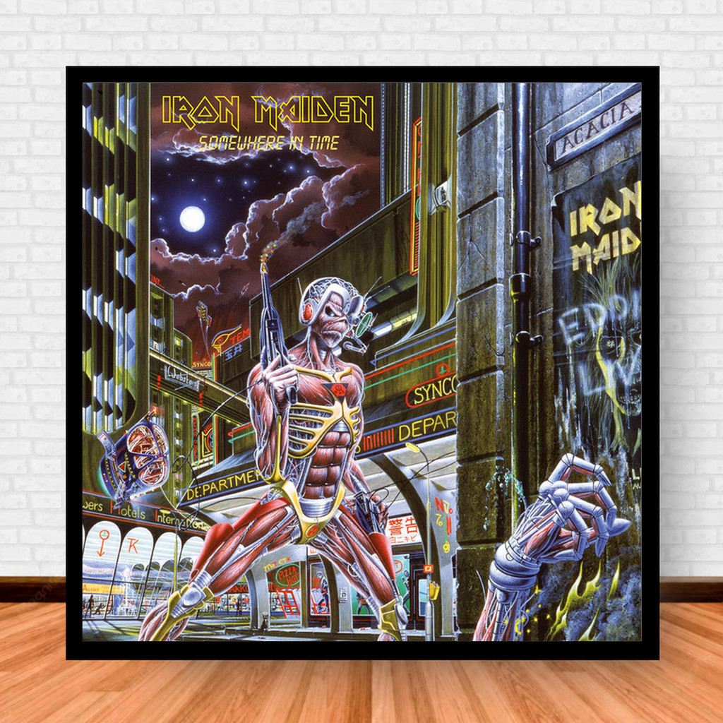 Quadro Decorativo Placa Música Álbuns Iron Maiden Rock com Moldura