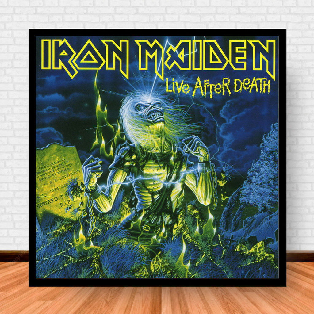 Quadro Decorativo Placa Música Álbuns Iron Maiden Rock com Moldura