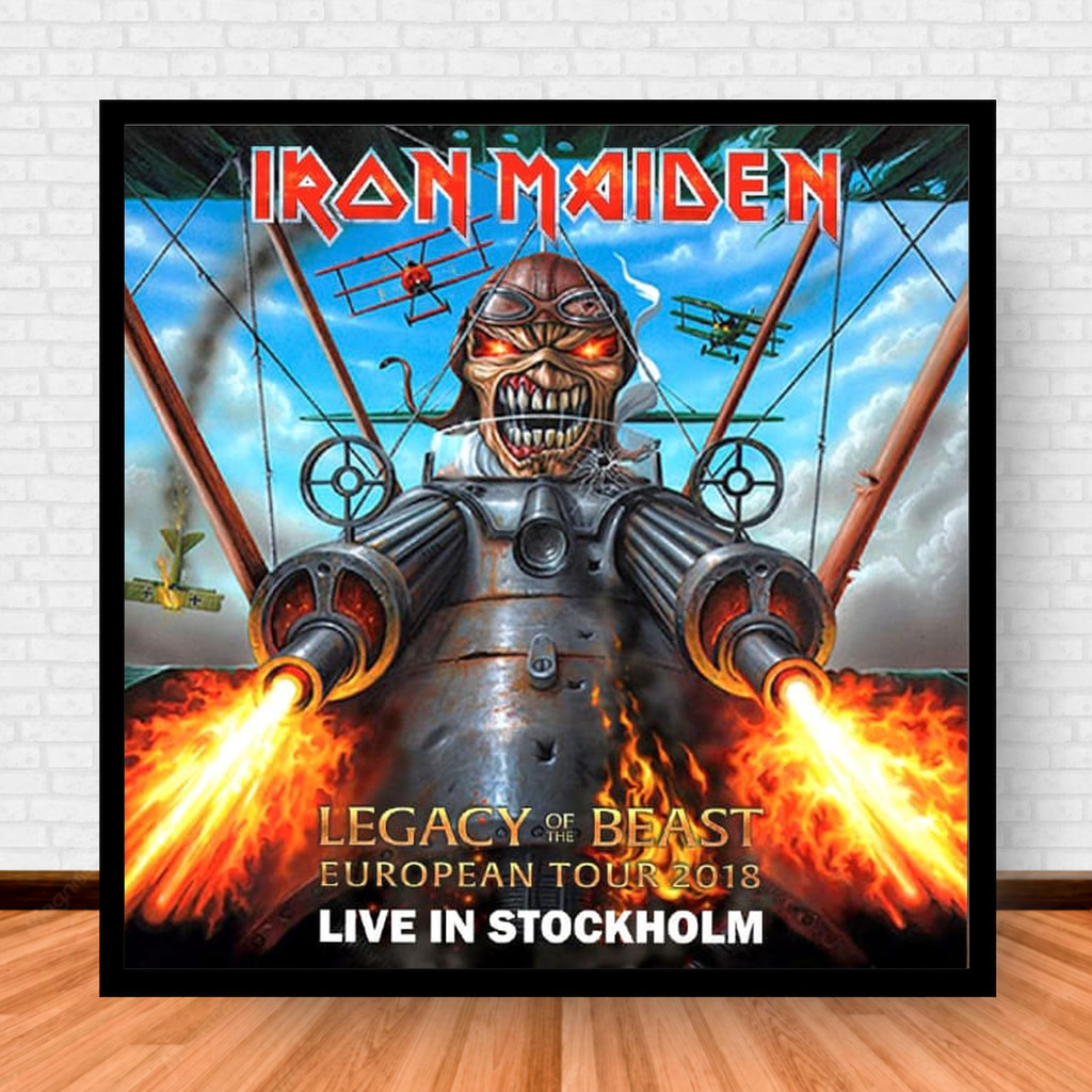 Quadro Decorativo Placa Música Álbuns Iron Maiden Rock com Moldura