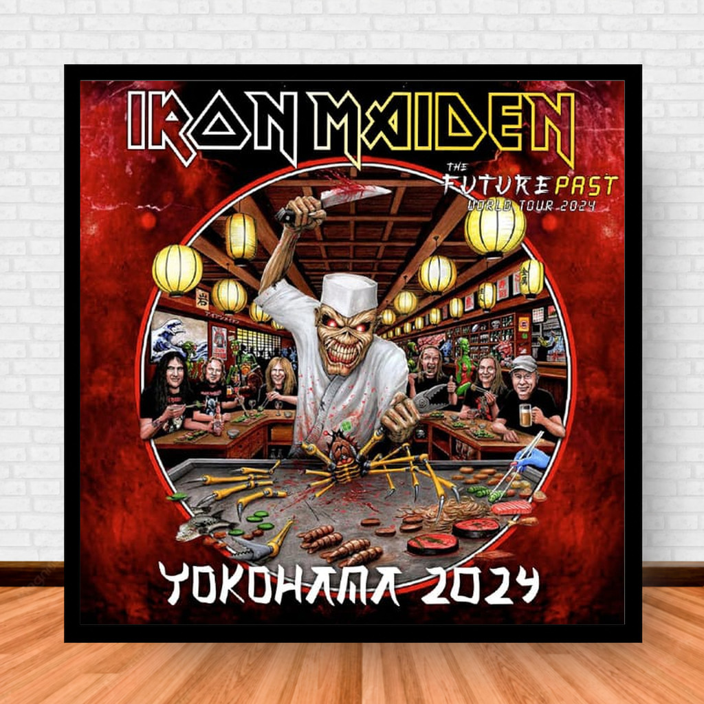 Quadro Decorativo Placa Música Álbuns Iron Maiden Rock com Moldura