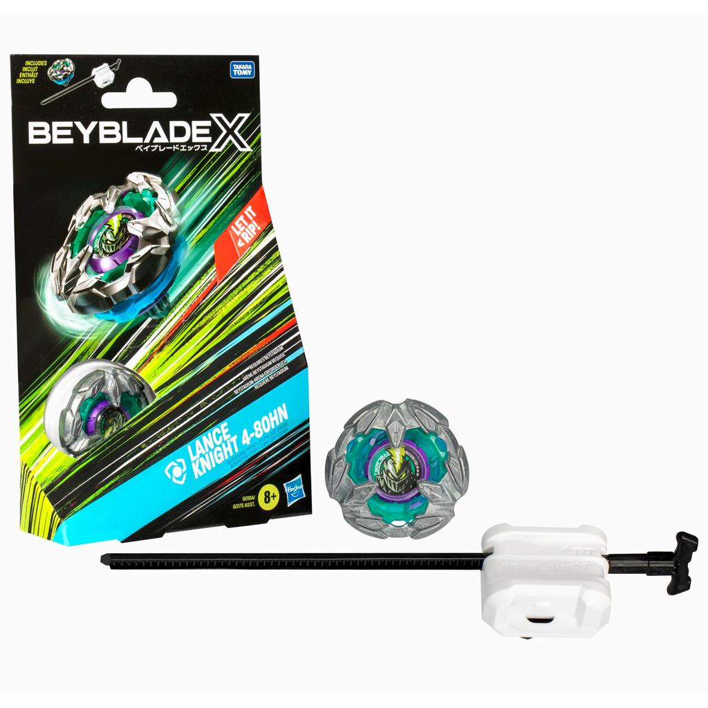 【direto do Japão】 Beyblade X Lance Knight Starter Pack Set, Tipo Defesa, com Pião de Giro à Direita e Lançador,