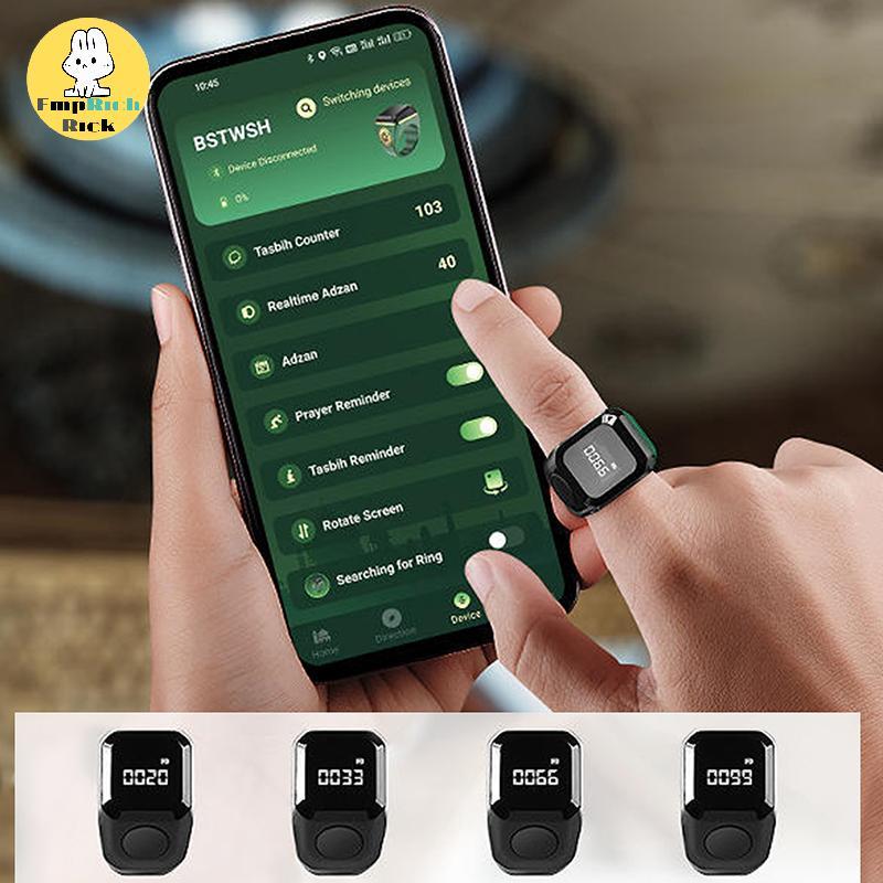 EMRRK > Contador De Dedo De Anel Digital Com Display OLED Toque Silencioso Tipo-C Recarregável Mini Contagem Para Fitnes