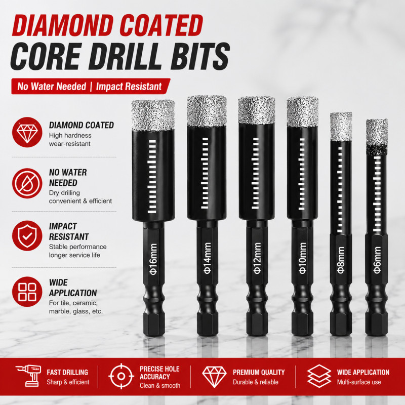 Hex Shank Diamond Hole Saw para Tile Dry Drill para Porcelana de Vidro de Mármore
