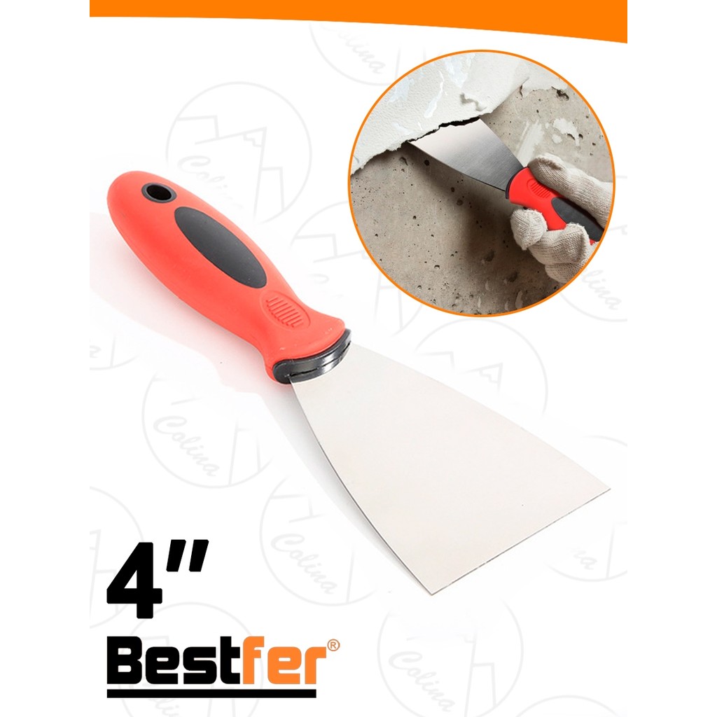 Espátula De Gesso Dry Wall Profissional Em Aço Polido  4'' Com Cabo Bestfer  Nano Shop