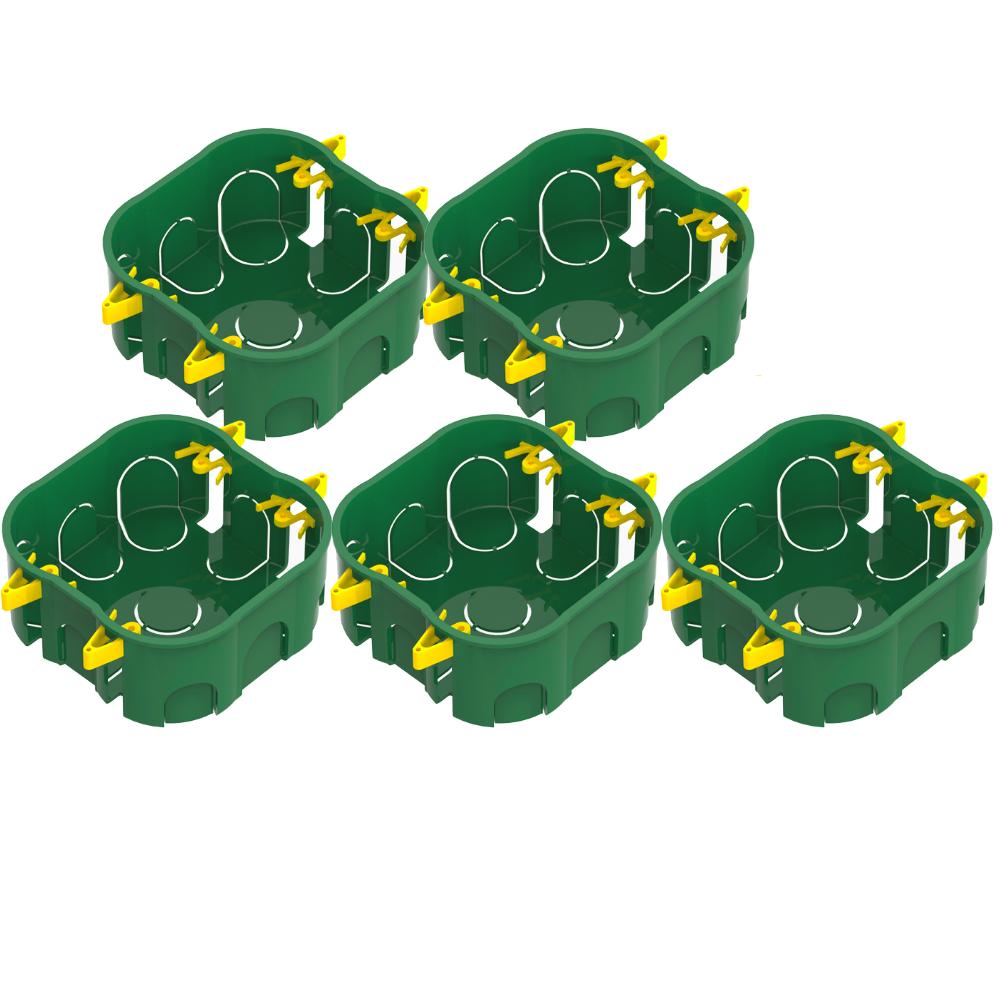Kit 5 Caixinha De Luz Elétrica Dry Wall PVC Verde Para Instalações Elétricas Dryfix 4”x4“Tigre
