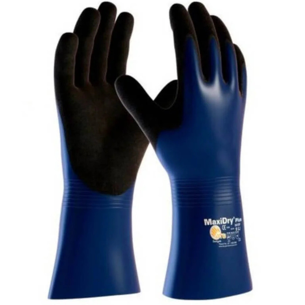 Luva Maxi Dry Plus 75000 Totalmente Banhado Nitrila Antiderrapante Epi Proteção Impermeável Resistencia Mecânica