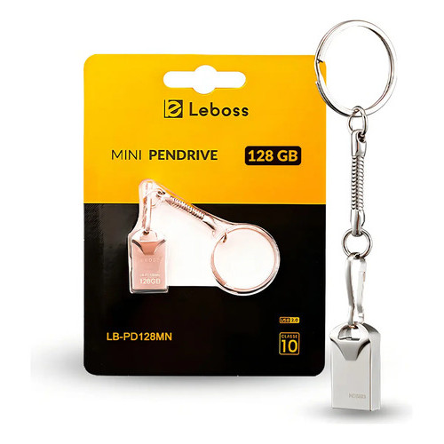 Pendrive 128gb Mini Usb 2.0 Leboss - Lb-pd128mn Prateado