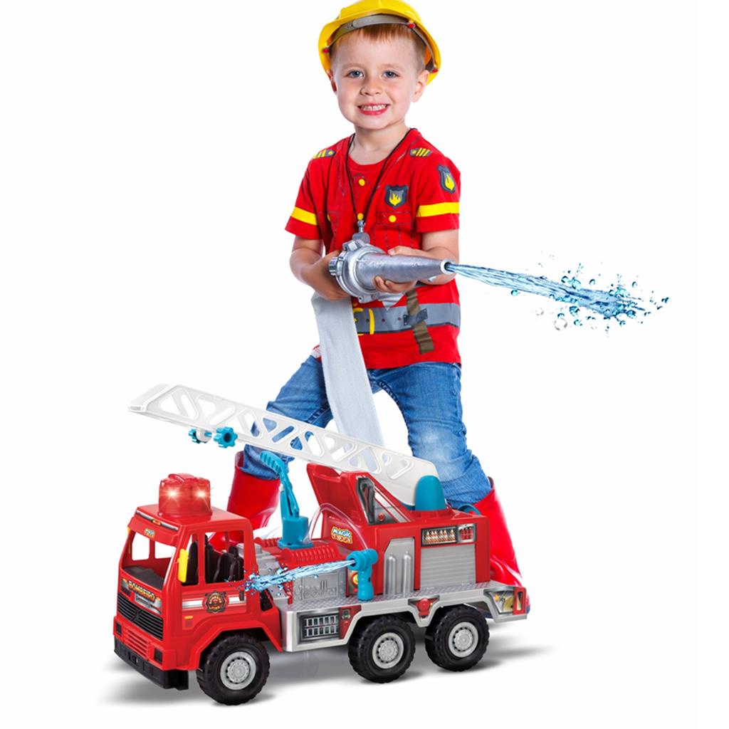 Caminhao Bombeiro Fire Grande 58cm Com Escada Som Luz Agua - Magic Toys