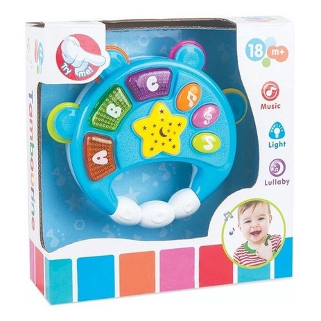 Pandeiro Musical Infantil Baby Magic Com Luz Brinquedo Criança Bebe