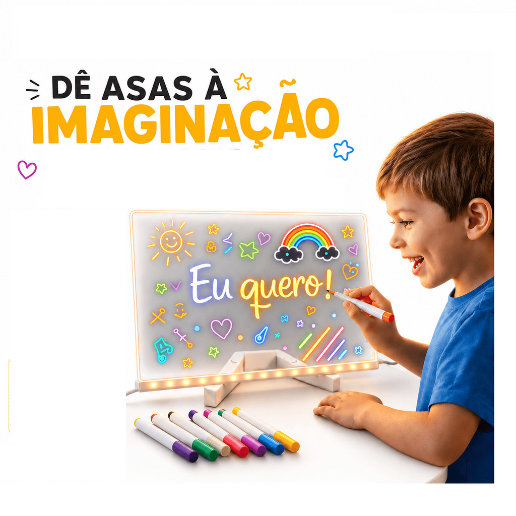 Painel LED Colorido Escreve Apaga USB Decorativo 30 x 20