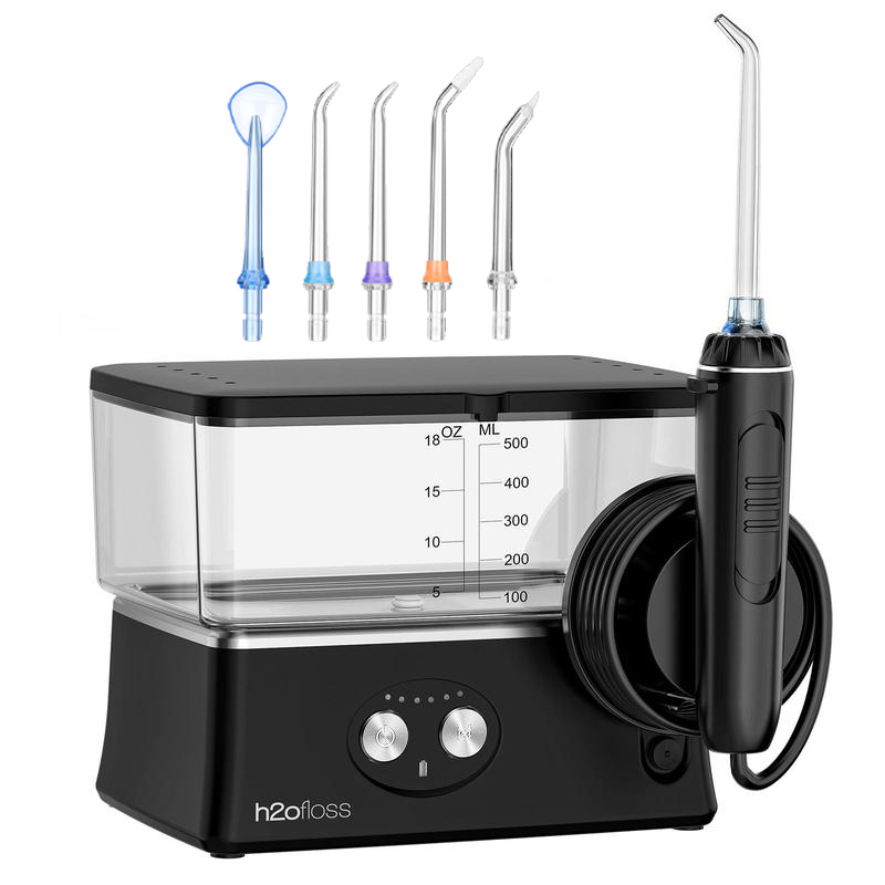 H2ofloss Irrigador Oral Portátil 570ml 6 Modos 2500mAh Recarregável Sem Fio com 5 Bicos e Bolsa de Viagem