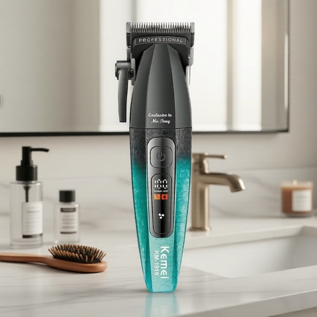 Kemei KM-1819 máquina de cortar cabelo sem fio 8000 RPM, 2500mAh Li-Ion, de uso profissional