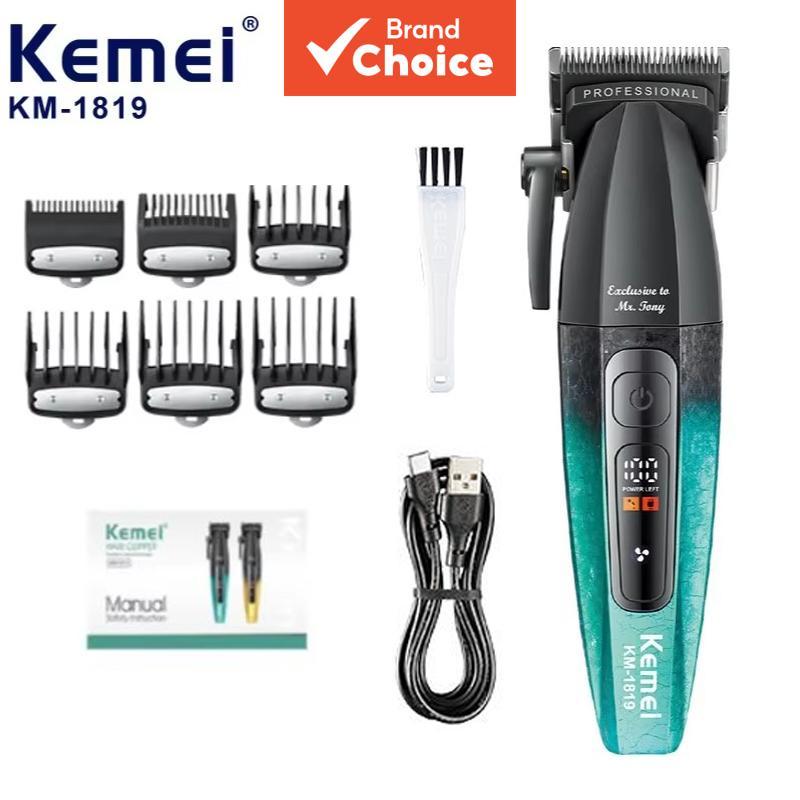 Kemei Km-1819 cortador de cabelo profissional, motor de 8000 rpm, bateria de lítio potente de 2500mAh