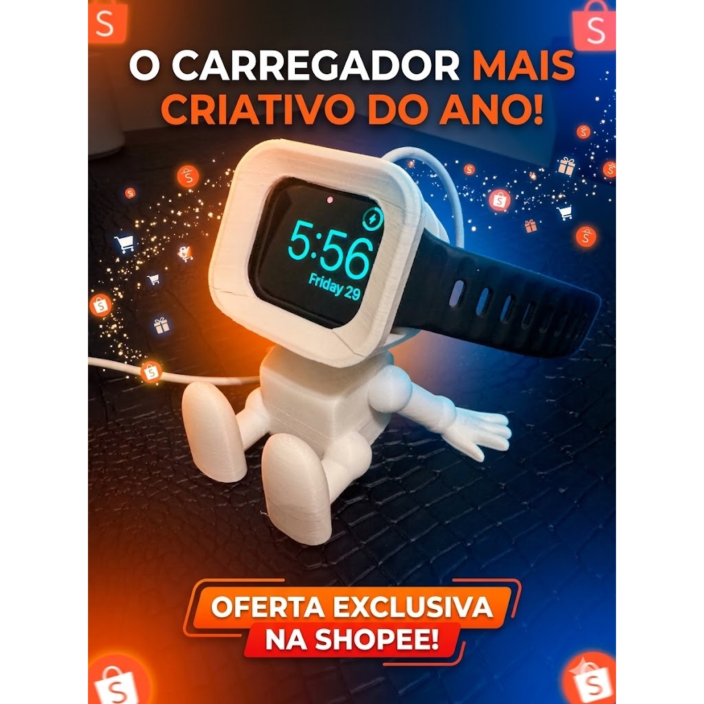 Suporte Apple Watch Robô Dock Carregador Stand Decorativo