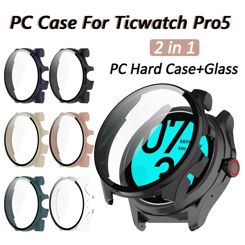 Capa Dura Para PC Ticwatch Pro5 Watch Cover Com Protetor De Tela De Cobertura Completa De Vidro pro 5 Bumper Case Protective Shell