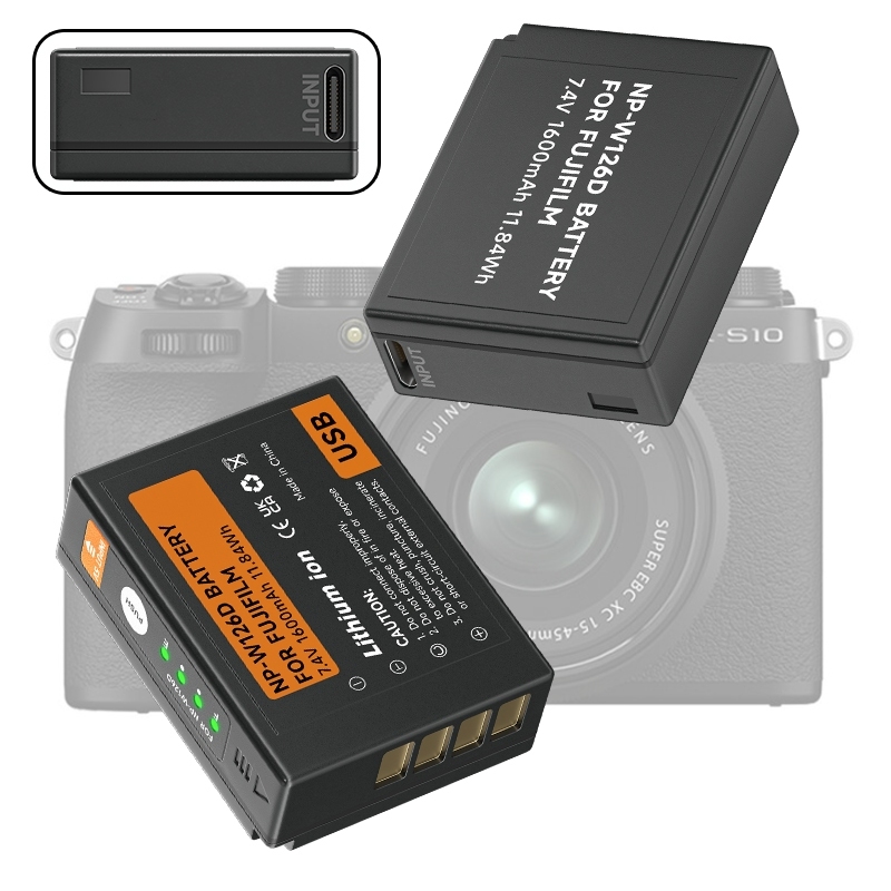 Carregamento USB Np-w126 2 baterias Para Fujifilm S10 XT2 X-T3 Xt20 Xt30 Xt100 HS30 X100V X100F