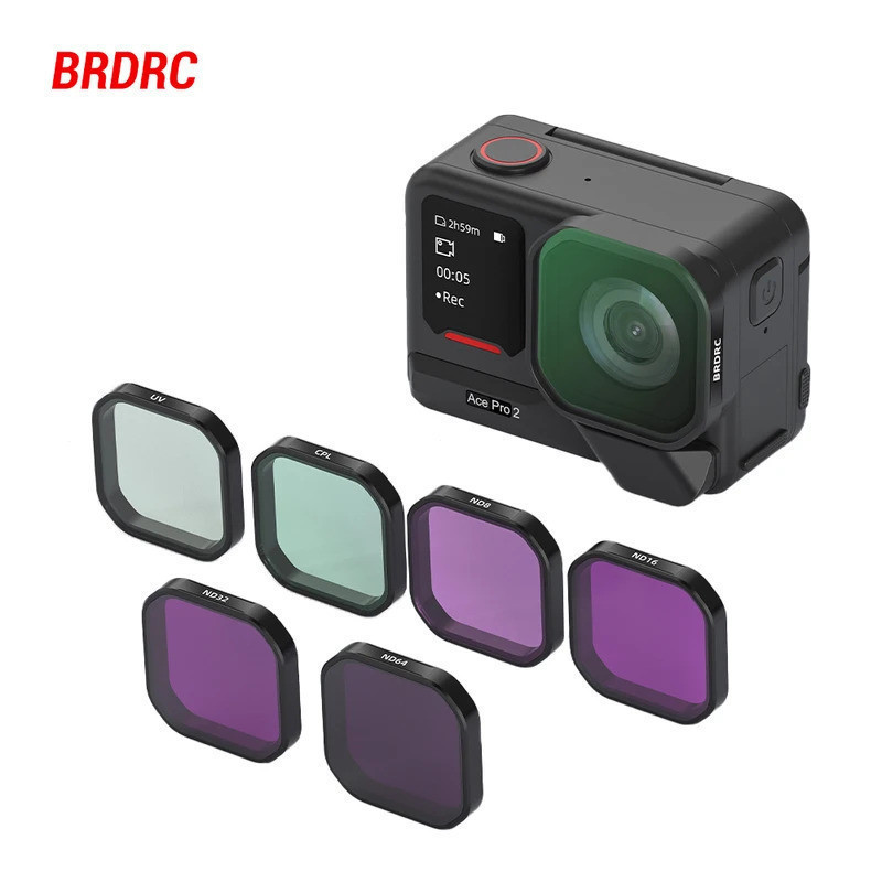 Filtro de Liberação Rápida BRDRC UV/CPL/ND para Câmera Insta360 Ace Pro 2, Vidro Óptico HD com Revestimento Nano, Acessó