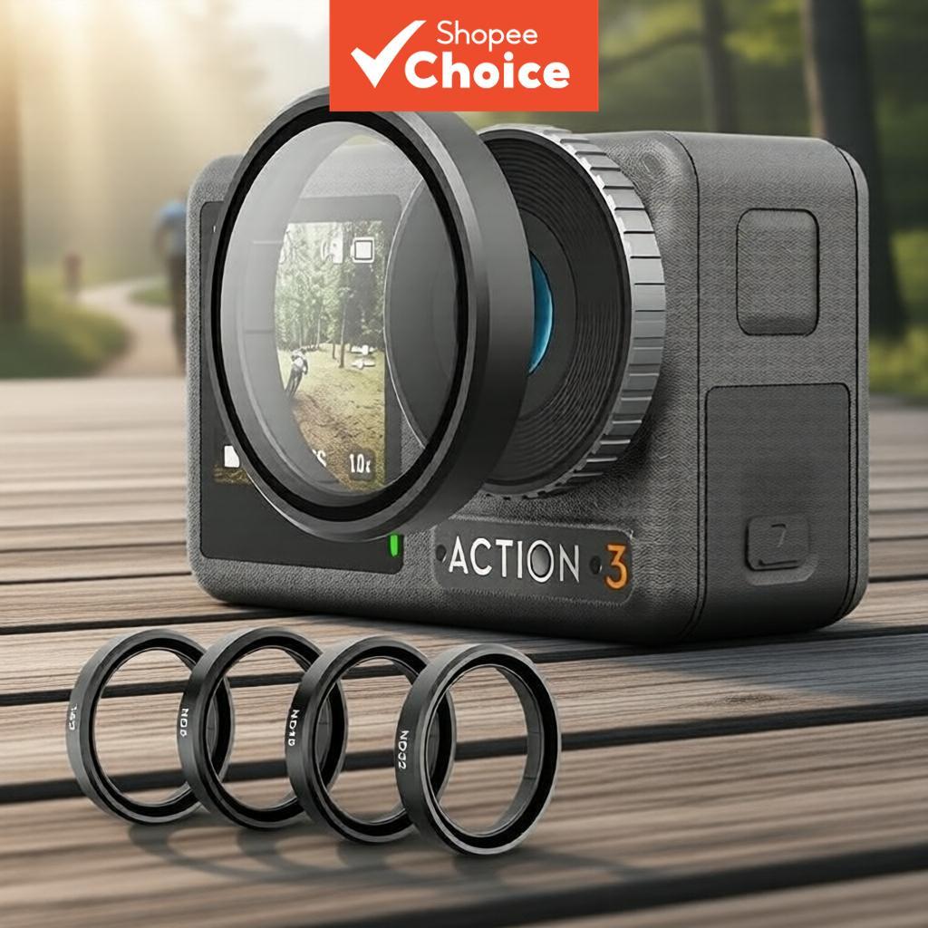 Conjunto de Filtros CPL ND 8 16 32 em Liga de Alumínio para DJI Osmo Action 6 5 4 3 Pro