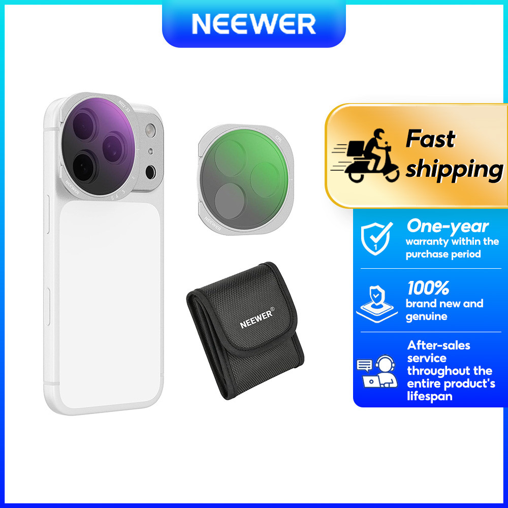 Kit De Filtro Magnético CPL/Variável ND2-32 NEEWER FH-15/- 17 Para iPhone 17 Pro/Max , Prata