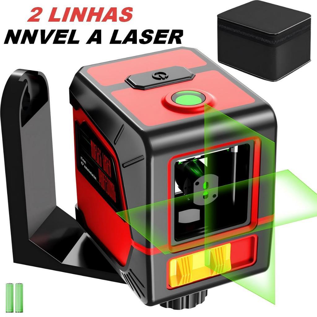 Mini Nível a Laser Verde 2 Linhas Autonivelante Recarregável 15Mt +incluiu o saco de armazenamento