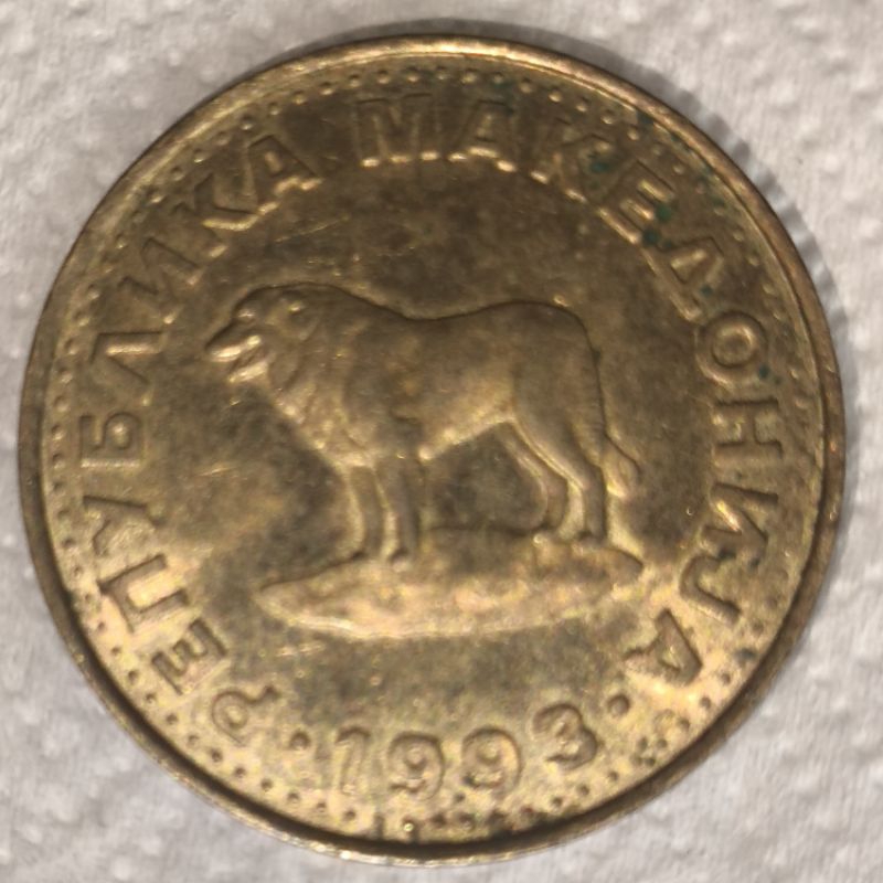 EL. 370- Moeda 1 Denar 1993. Macedônia do Norte. Pastor. 23,8 mm. Autêntica.