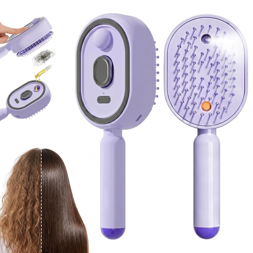 Electric Spray Air Cushion Massage Comb 2026 All in One Misting Aqua Detangler Brush Self-Clean Liquid Water Mister Spra