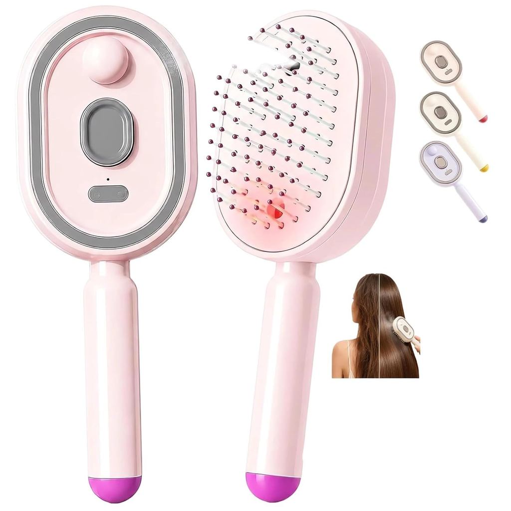 Electric Spray air Cushion Massage Comb, 3-in-1 Electric Mist Spray Hair Brush, Retractable Hairs Massage Brush for Friz