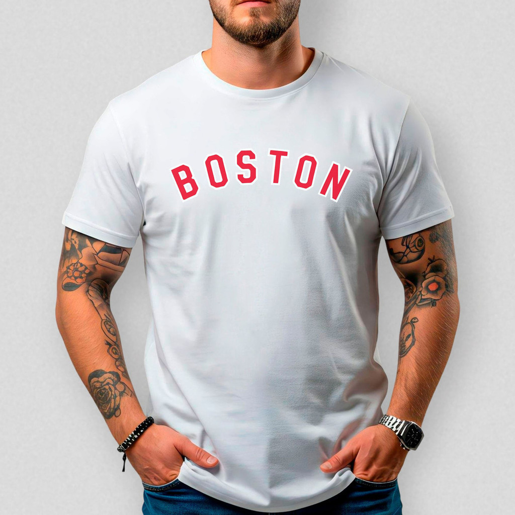 Camiseta Masculina Básica Algodão Premium Boston 237 Academia Treino Fitness Estilo Street Casual
