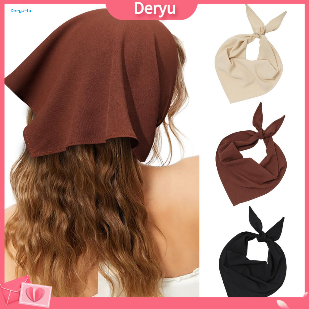Soft Drape Scarf Retro Style Pure Color Triangular Headscarf for Women – Elastic Turban Headband with Adjustable Strap