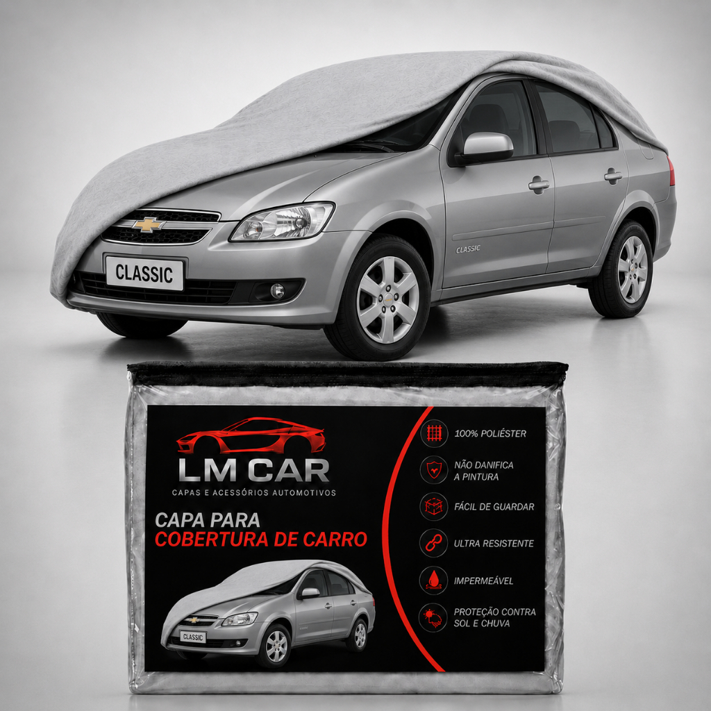 Capa para Chevrolet Classic Impermeável Forrada Anti-Risco com Proteção contra Sol, Chuva e Poeira