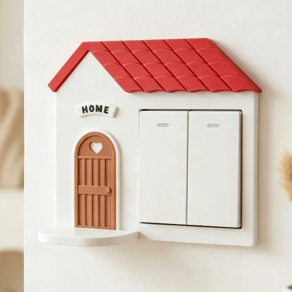 3d Printed Light Switch Cover with Decorative Figure Shelf Wall Frame for Home Office Room – Stylish and Functional Pl